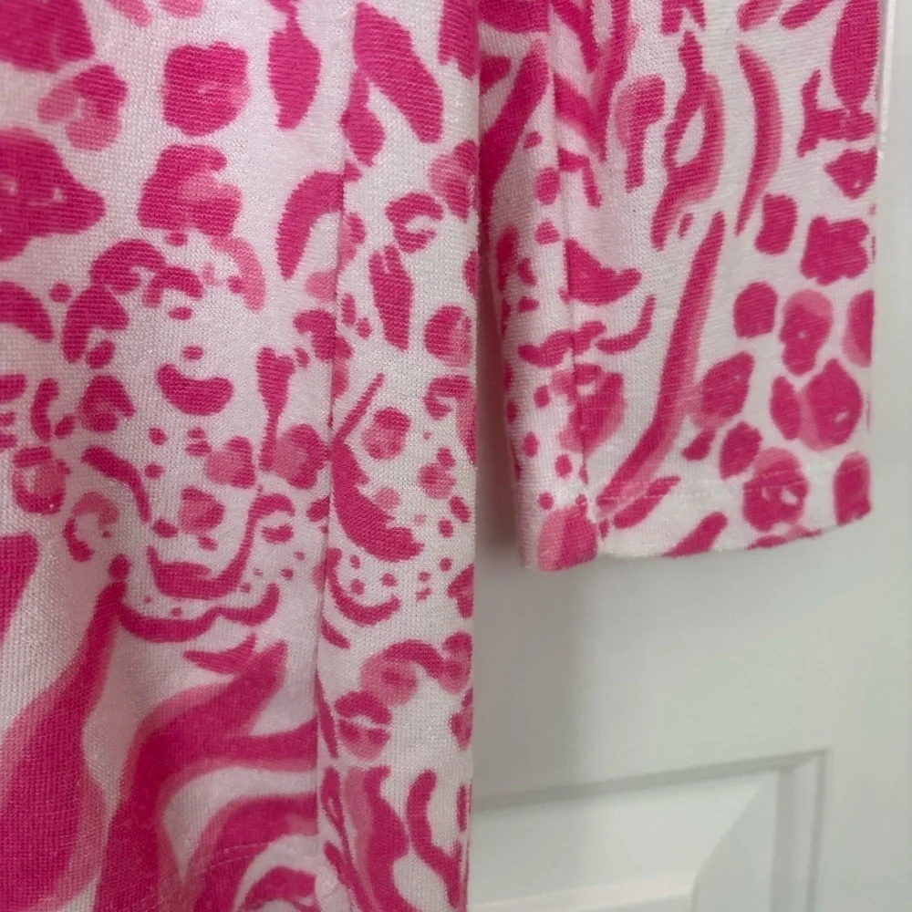 Lilly Pulitzer Megan 'Get Spotted' Tunic Hoodie Pink & White Terrycloth Cover Up - Picture 7 of 10